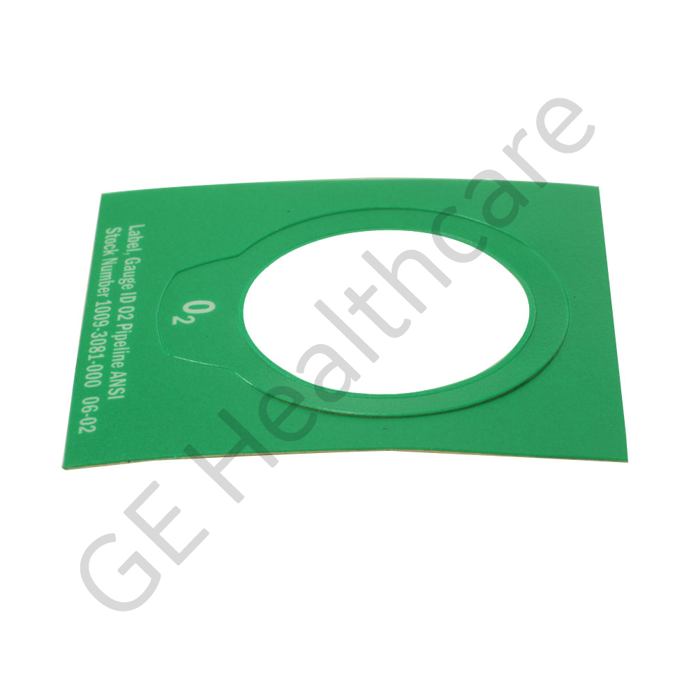 Label Gauge ID Green/White Oxygen Pipeline ANSI