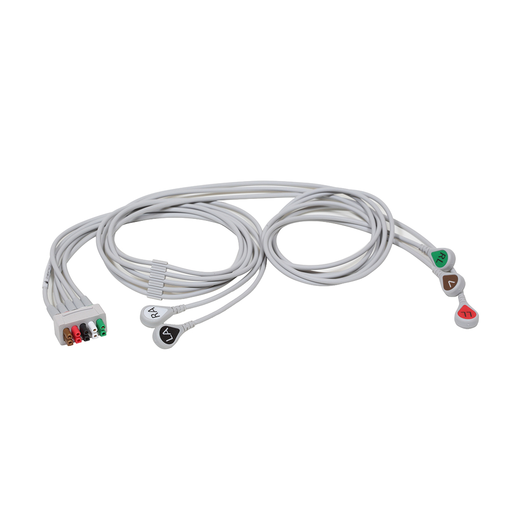 ECG Leadwire set, 5-lead, snap, AHA, mix 74 cm/29 in, 130 cm/51 in, 1/pack ECG Leadwire set, 5-lead, snap, AHA, mix 74 cm/29 in, 130 cm/51 in, 1/pack