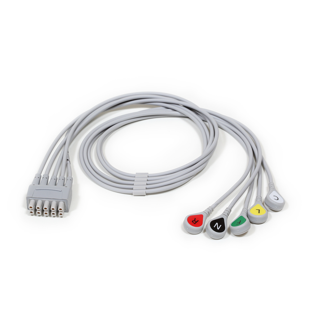 ECG Leadwire set, 5-lead, grouped, snap, IEC, 74 cm/29 in, 1/pack ECG Leadwire set, 5-lead, grouped, snap, IEC, 74 cm/29 in, 1/pack