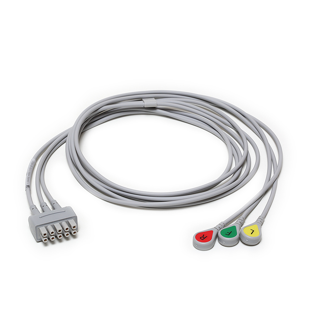 ECG Leadwire set, 3-lead grouped, snap, AHA, 130 cm/51 in, 1/pack ECG Leadwire set, 3-lead grouped, snap, AHA, 130 cm/51 in, 1/pack