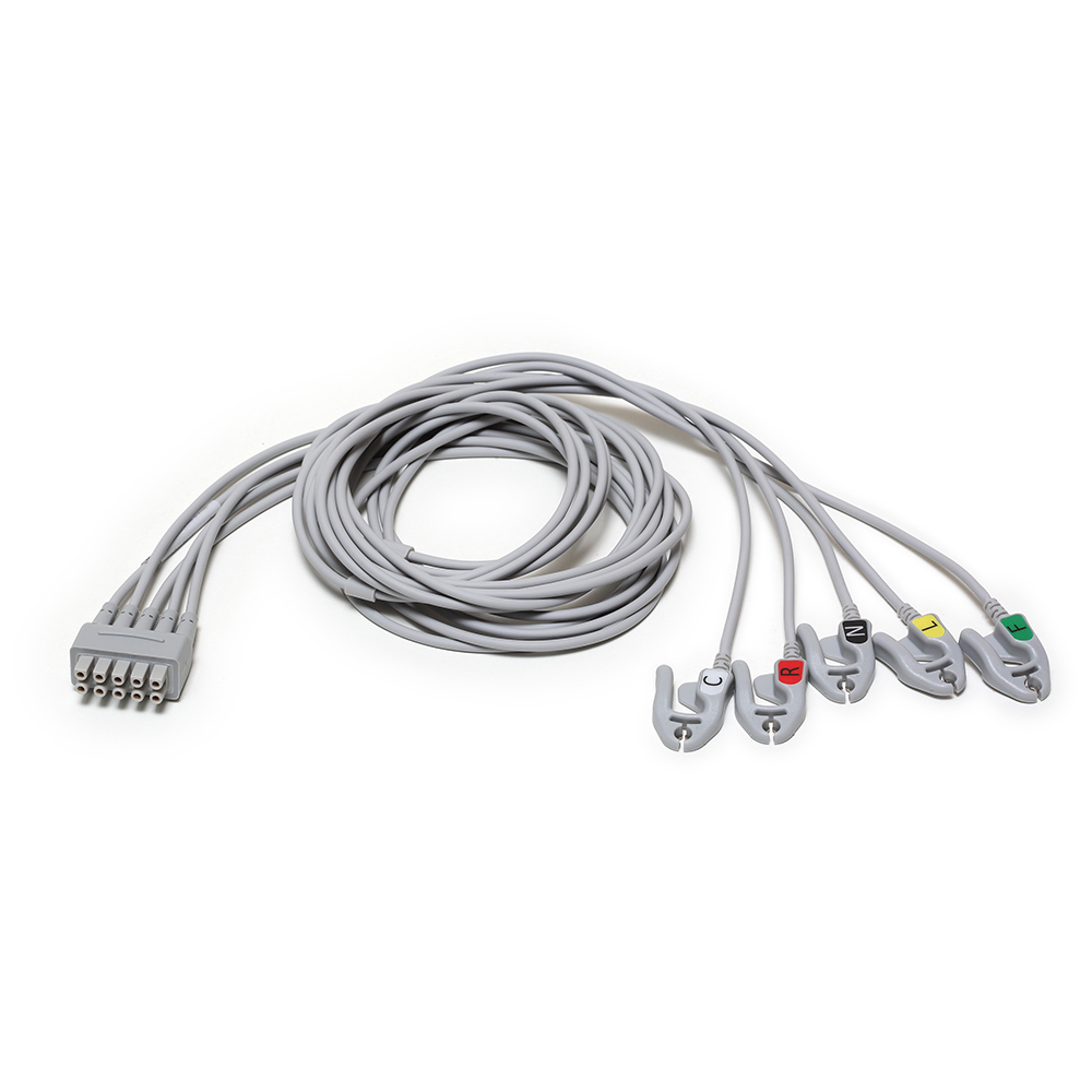 ECG Leadwire set, 5-lead, grouped, grabber, IEC, 130 cm/51 in, 1/pack ECG Leadwire set, 5-lead, grouped, grabber, IEC, 130 cm/51 in, 1/pack