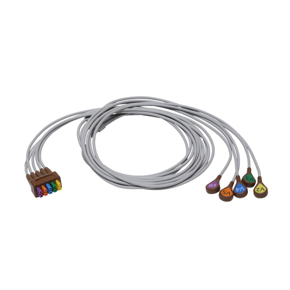 ECG Leadwire set, 5-lead V2-6, snap, AHA, 130 cm/51 in, 1/pack ECG Leadwire set, 5-lead V2-6, snap, AHA, 130 cm/51 in, 1/pack
